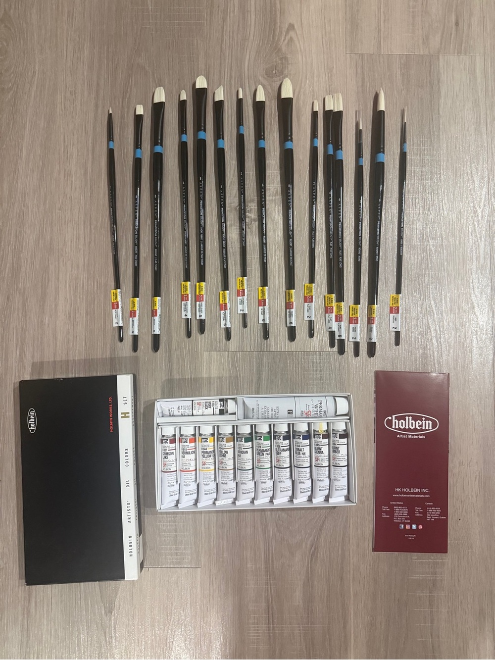 NEW Holbein Extra Fine Artists’ Oil Color Set + Princeton Aspen Brush Bundle